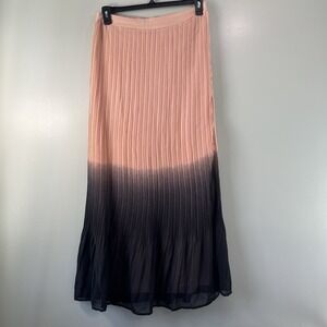Mark Women's Pink and Black Ombre‎ Pleated lined Maxi Skirt Size L
